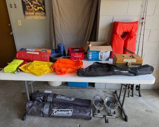 Outdoor gear, fishing, tents, camping