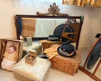 Mirror, Vintage Doll, Baskets