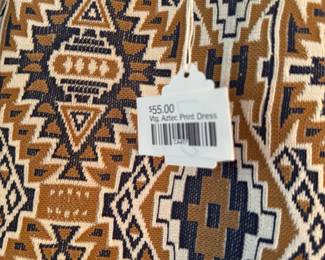 Vtg Aztec Print Dress 