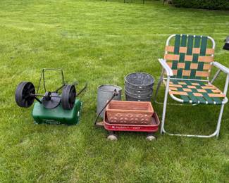 Vintage Folding Chairs, Planters 