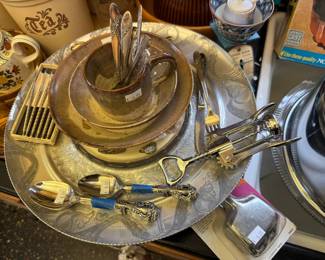 Silver Tray, Wine Opener, Silverware Sets 