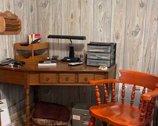 VINTAGE CORNER DESK, SOLID WOOD CAPTAIN’S CHAIR
