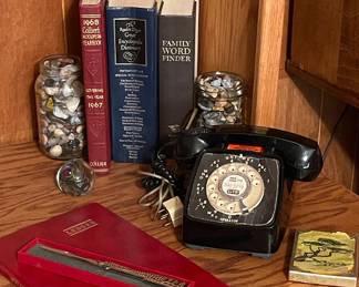 VINTAGE GTE ROTARY PHONE, VINTAGE BOOKS