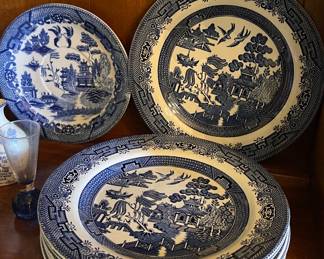 CHURCHILL ENGLAND BLUE WILLOW PLATES