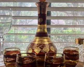 BOHEMIAN CRYSTAL DECANTER SET