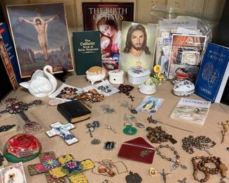 HOLY CARDS, JESUS HOLOGRAPHIC PICTURE, ROSARIES