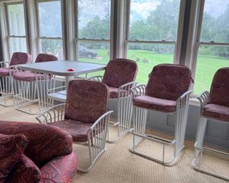 White iron sunroom chairs and table set