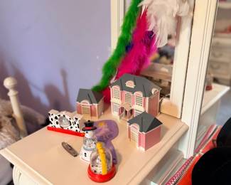 Christmas village houses and holiday decor