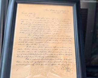 Framed antique handwritten document