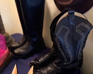Leather riding and cowboy boots
