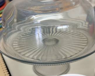 Glass cake stand with dome