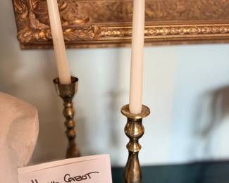 Pair of brass taper candlesticks