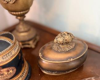 Gilt trinket boxes and goblet