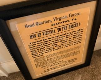 Framed Civil War recruitment broadside