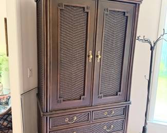 Rattan wicker armoire wardrobe