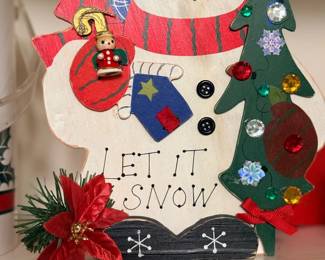 Let It Snow snowman wood decor