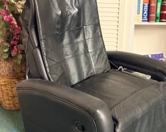 Black leather recliner chair
