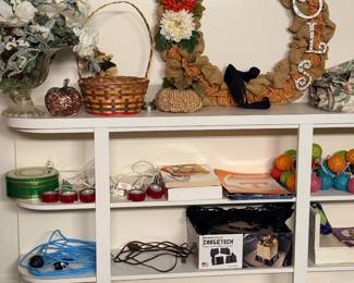 Shelf with wreath and home decor