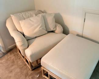 Upholstered chair and ottoman set