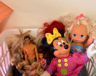 Dolls and Minnie Mouse plush