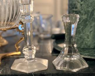 Crystal candlestick holders pair