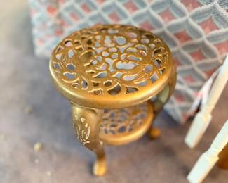Ornate brass filigree side table