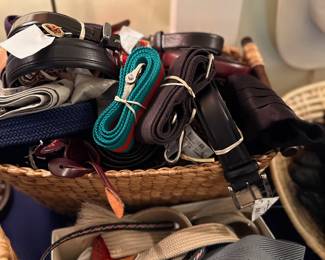 Basket of leather belts