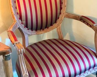 Striped upholstered French armchair