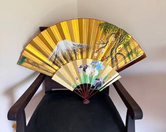 Large decorative Asian folding fan