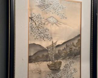 Framed Japanese Mt. Fuji painting