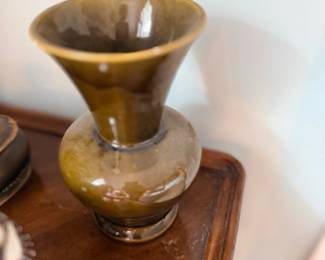Art pottery vase with drip glaze