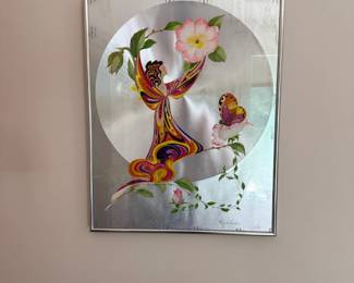 Framed butterfly and floral art