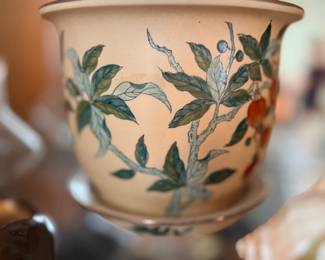 Asian porcelain planter with floral design