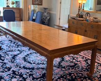 Wood dining table and Oriental rug