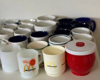 Coffee mugs including vintage McDonald's