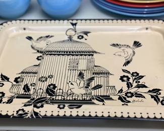 Fiesta plates and toile platter