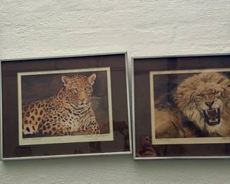 Framed leopard and lion prints