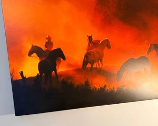 Western cowboys sunset canvas art