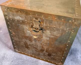 Brass-clad storage trunk