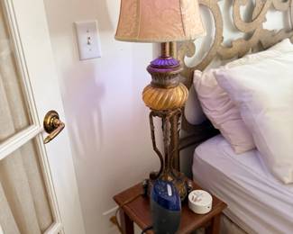 Table lamp on bedside table