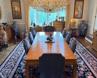 Formal dining room with crystal chandelier