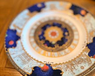 Ornate cobalt and gold cabinet plate