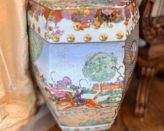 Hexagonal Asian porcelain garden stool