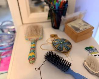 Vintage vanity brushes and accessories