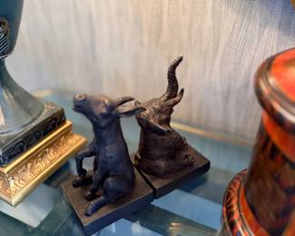 Bronze rabbit bookends