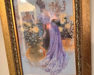 Framed Victorian lady print, gilt frame