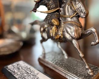 Samurai warrior on horseback sculpture
