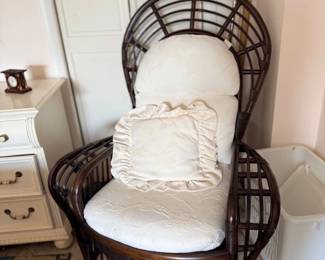 Rattan barrel chair with cushions