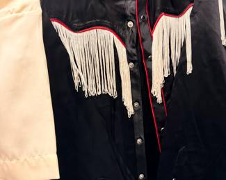 Western fringed black and red shirt