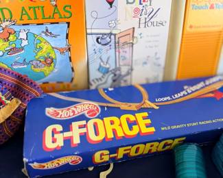 Children's books and Hot Wheels set